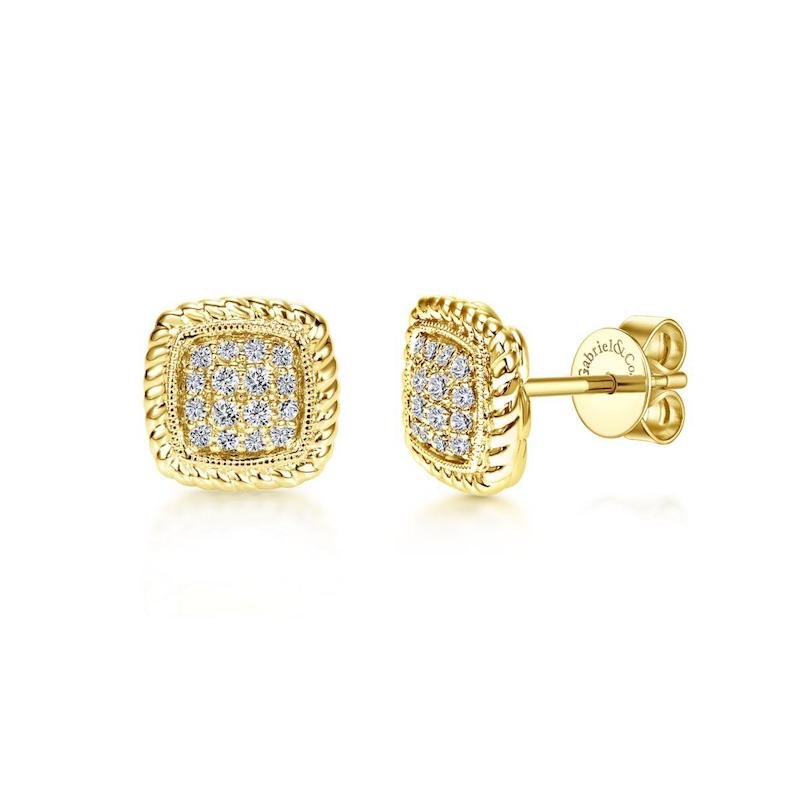 Gabriel & Co. 14k Yellow Gold Hampton Diamond Stud Earrings - Tivoli Jewelers