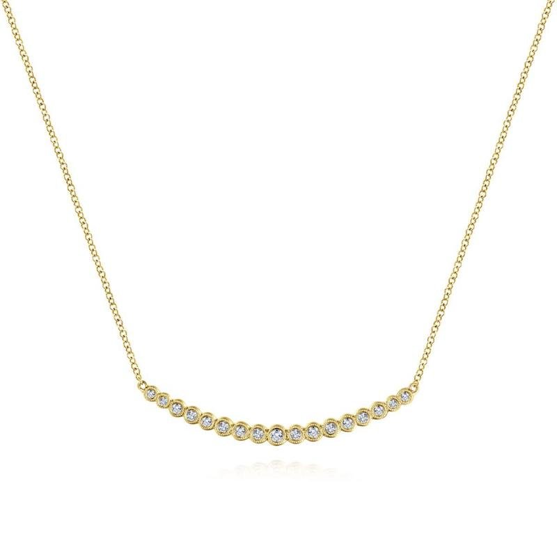 Gabriel & Co. 14k Yellow Gold Lusso Diamond Bar Necklace - Tivoli Jewelers