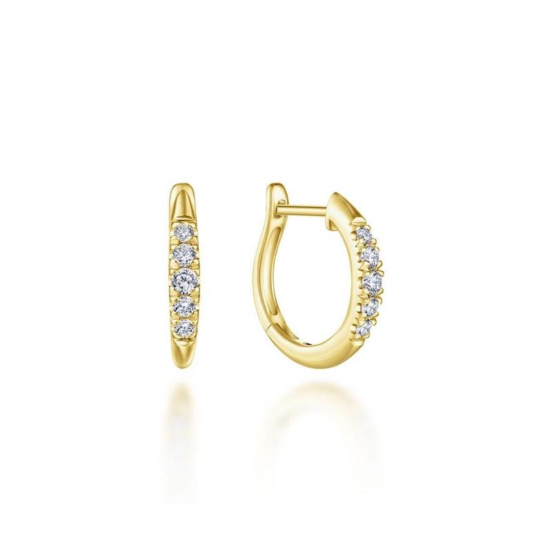 Gabriel & Co. 14k Yellow Gold Lusso Diamond Huggie Earrings - Tivoli Jewelers