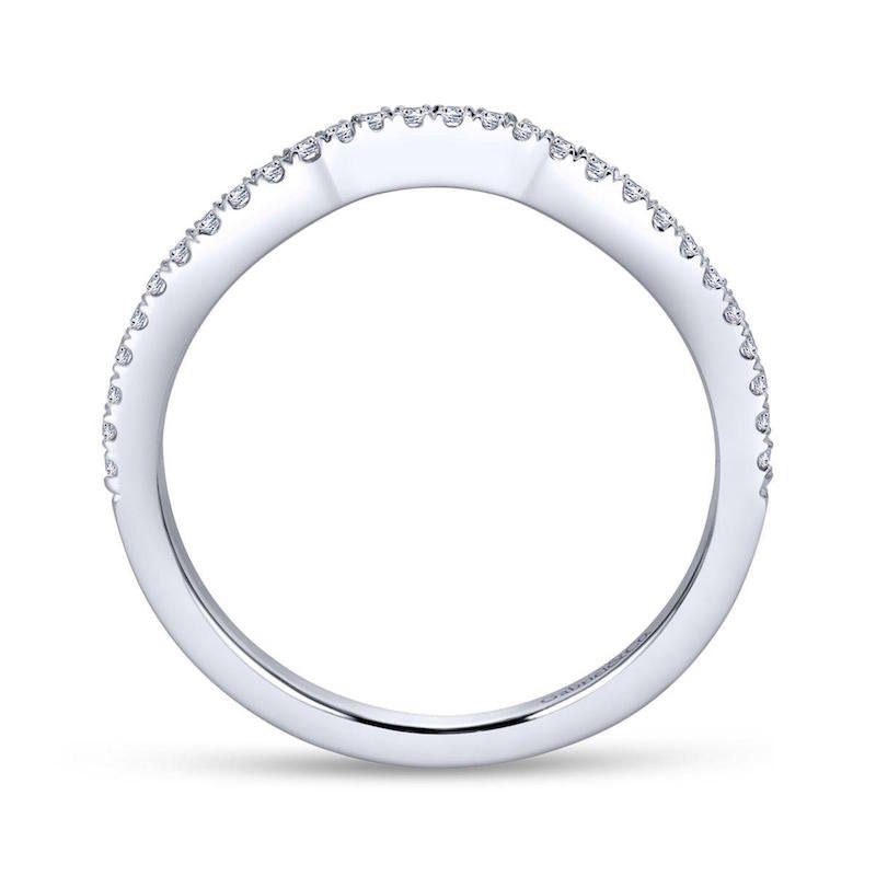 Gabriel & Co. 18k White Gold Contemporary Curved Wedding Band - Tivoli Jewelers
