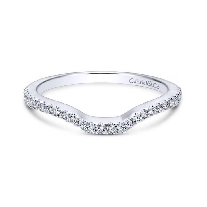 Gabriel & Co. 18k White Gold Contemporary Curved Wedding Band - Tivoli Jewelers
