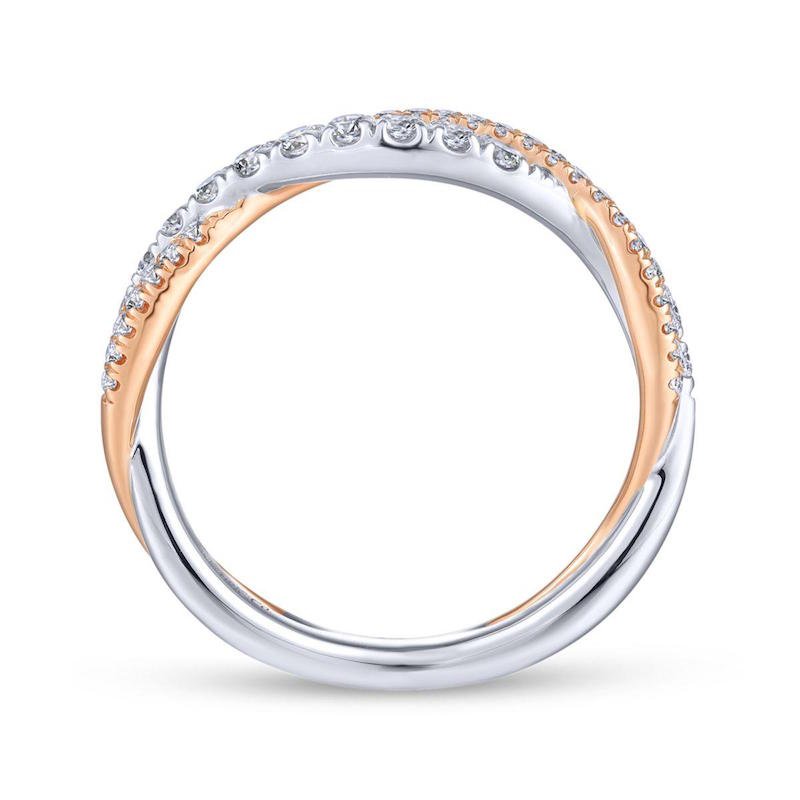 Gabriel & Co. Two Tone 14k Gold Contemporary Curved Wedding Band - Tivoli Jewelers