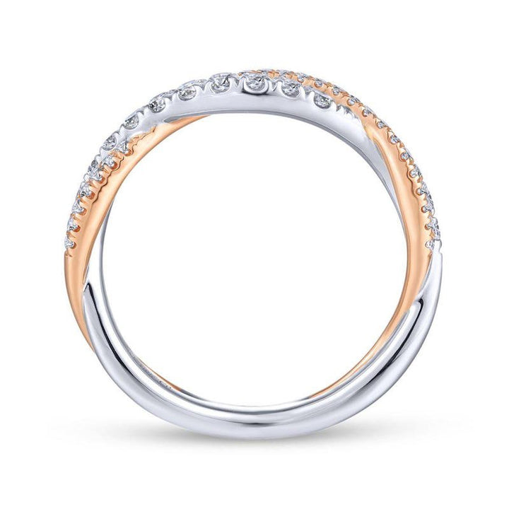 Gabriel & Co. Two Tone 14k Gold Contemporary Curved Wedding Band - Tivoli Jewelers