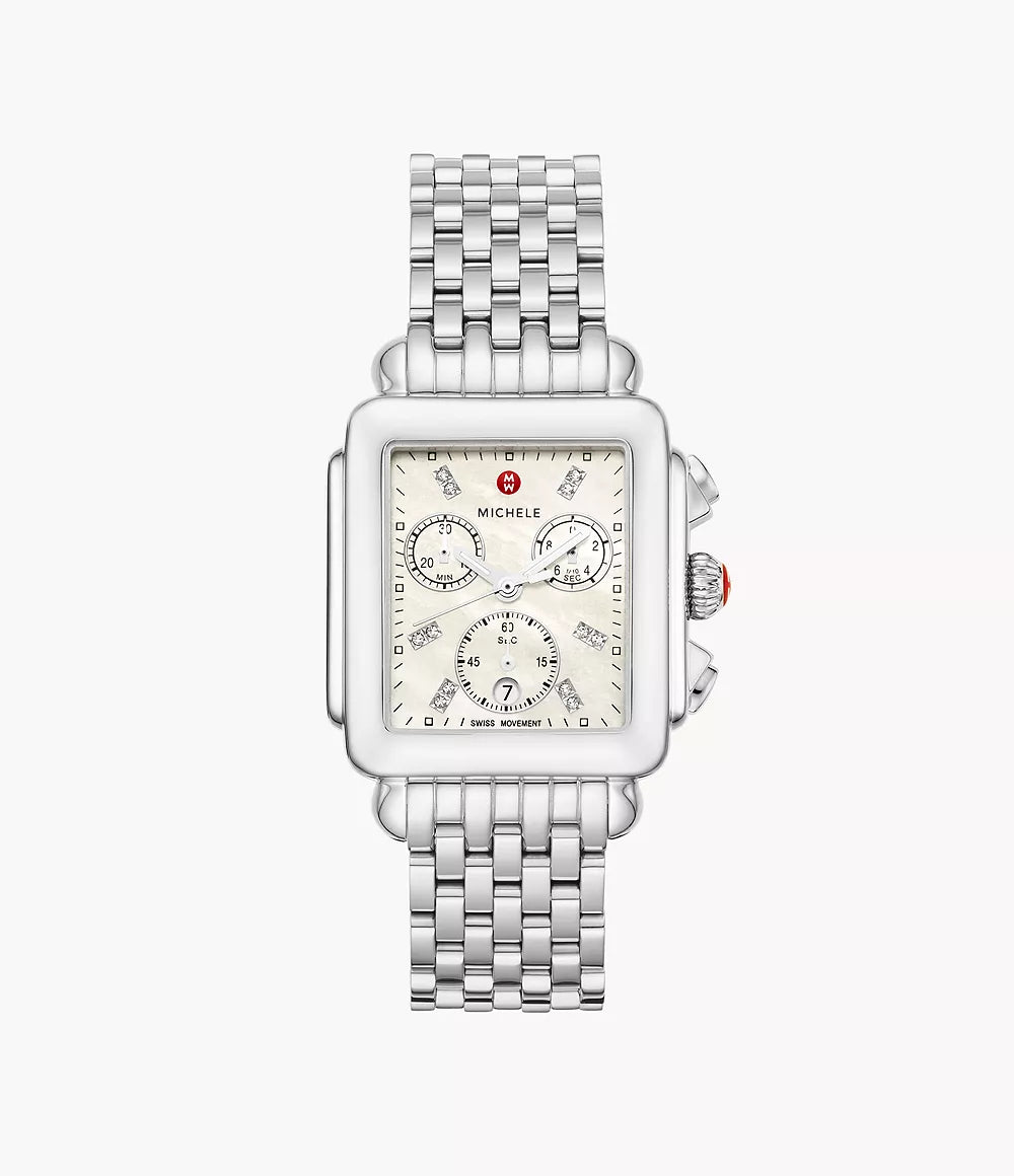 Michele Deco Diamond Stainless Steel Watch - Tivoli Jewelers