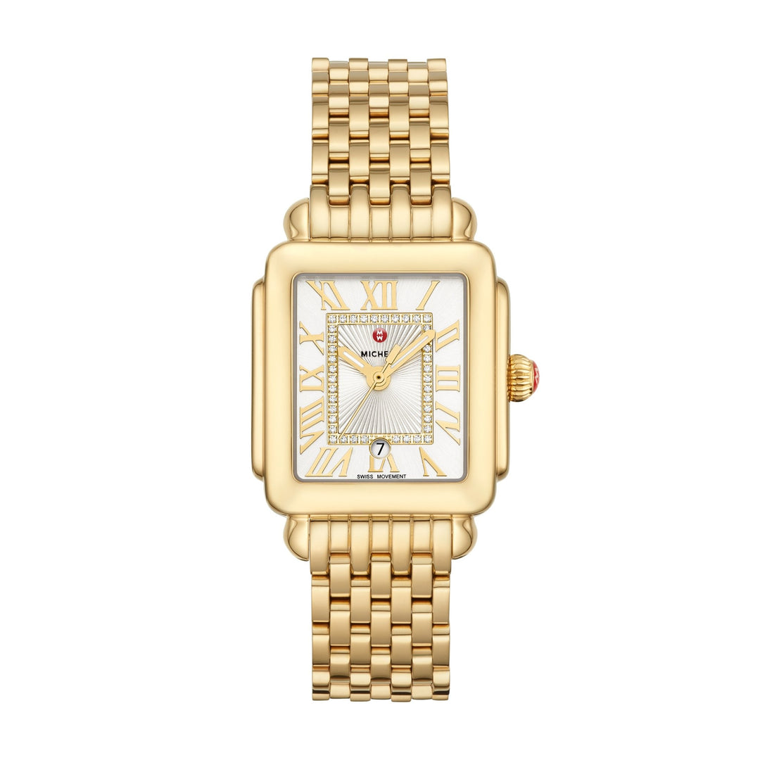 Michele Deco Madison Mid 18K Gold Diamond Dial Watch - Tivoli Jewelers