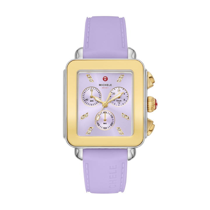 Michele Deco Sport Gold-Tone Lavender Silicone Watch - Tivoli Jewelers