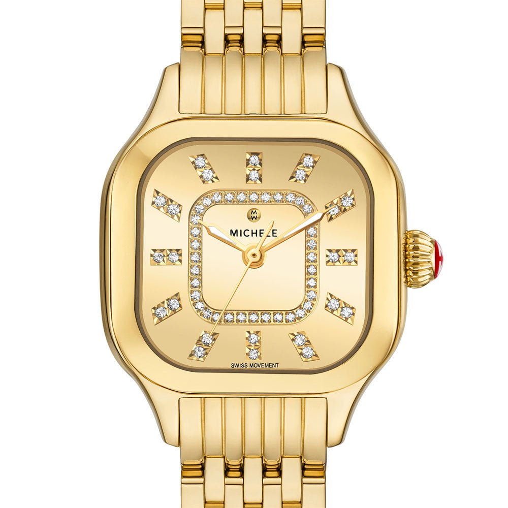 Michele Meggie Gold Tone Gold Dial Watch – Tivoli Jewelers