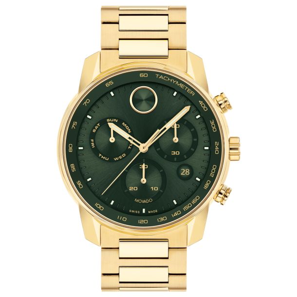 Movado BOLD Verso Chronograph Green Dial Yellow Gold Ion-Plated Watch –  Tivoli Jewelers