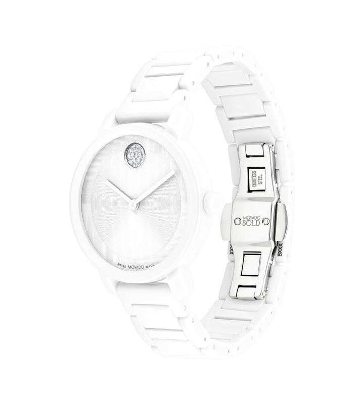 Movado BOLD White Ceramic Watch Tivoli Jewelers Movado bold white ceramic watch tivoli jewelers