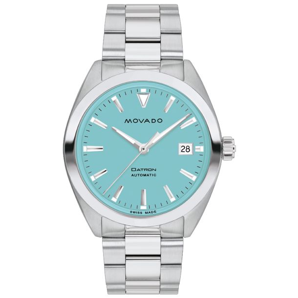 Movado Heritage Series Datron Automatic Light Blue Dial Stainless Steel Watch 40mm - 3650175 - Tivoli Jewelers