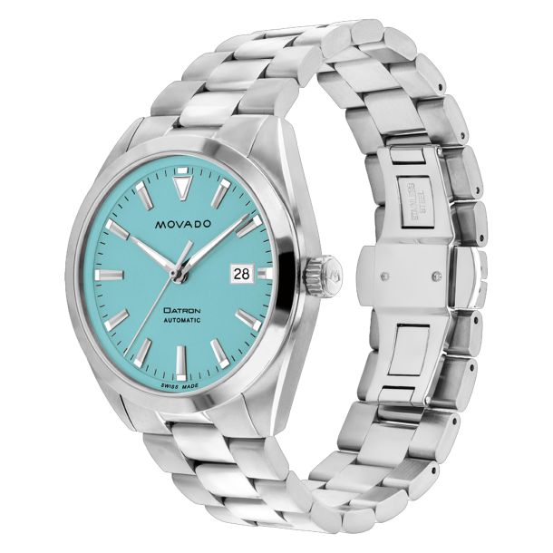 Movado Heritage Series Datron Automatic Light Blue Dial Stainless Steel Watch 40mm - 3650175 - Tivoli Jewelers