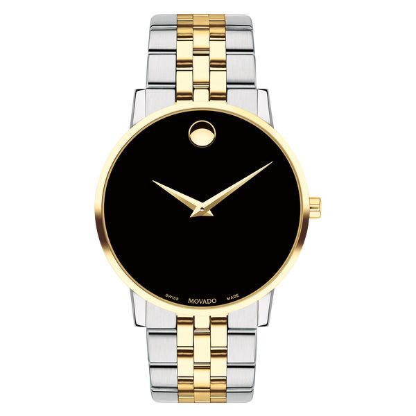 Museum Classic Black Museum With Concave Dot Stainless Steel And Yellow PVD Swiss Quartz Movement Link Bracelet - Tivoli Jewelers