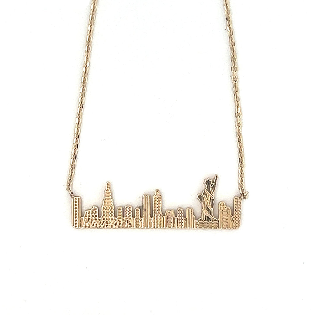 New York City Skyline Pendant in 14K Yellow Gold - Tivoli Jewelers