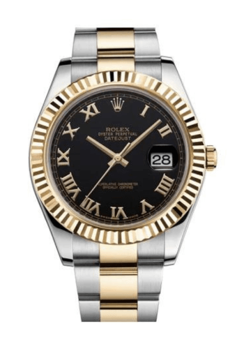 Pre-Owned Rolex Gold and Steel Datejust with Black Sunbeam Dial - Tivoli Jewelers